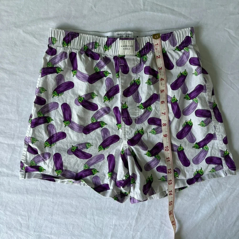 American Eagle Mens White‎ Eggplant Elastic Waist Stretch Boxer Shorts Size XS
